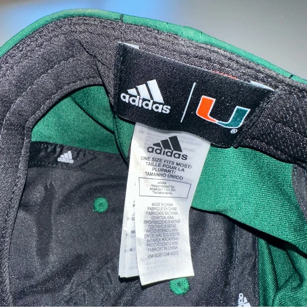 Adidas “Miami” University of Miami Hat Green Orange One Size Adjustable Back
